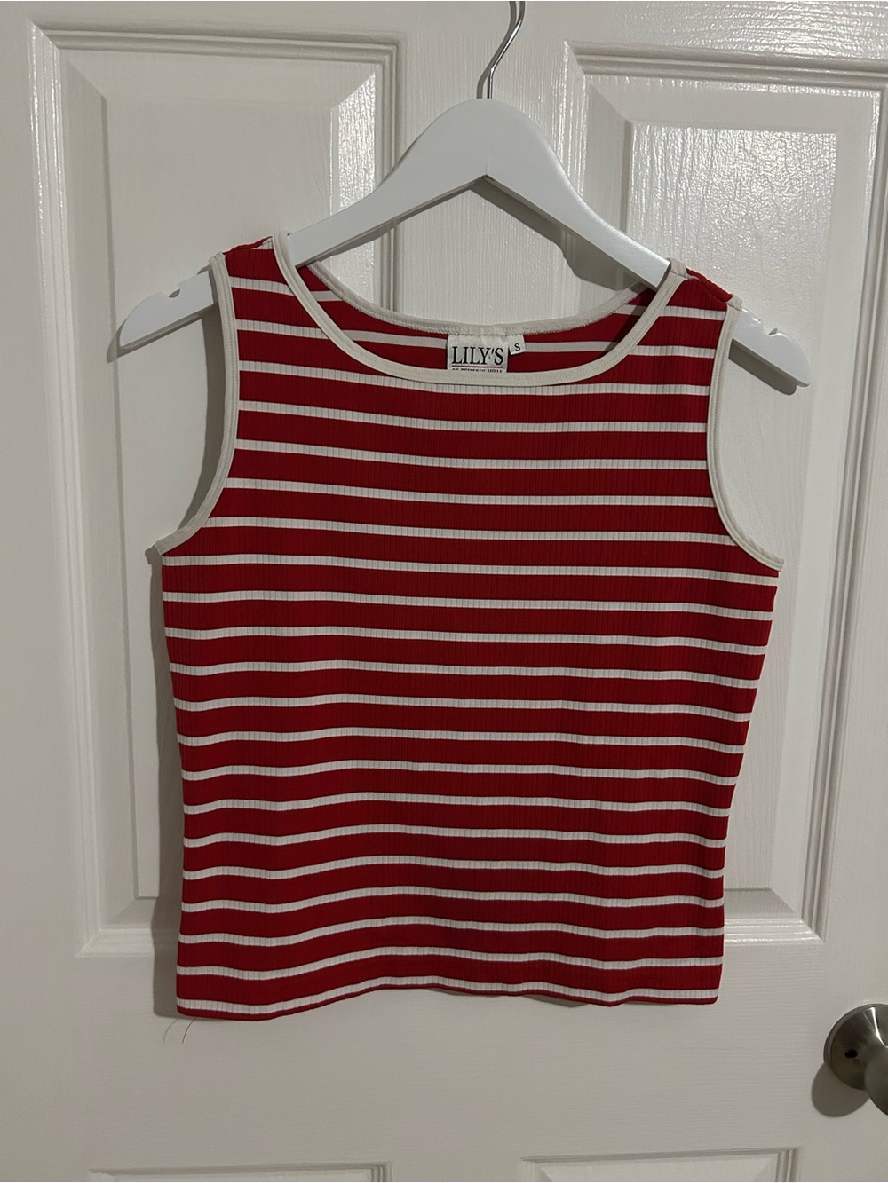 Lily Red and White Striped Ribbed Tank